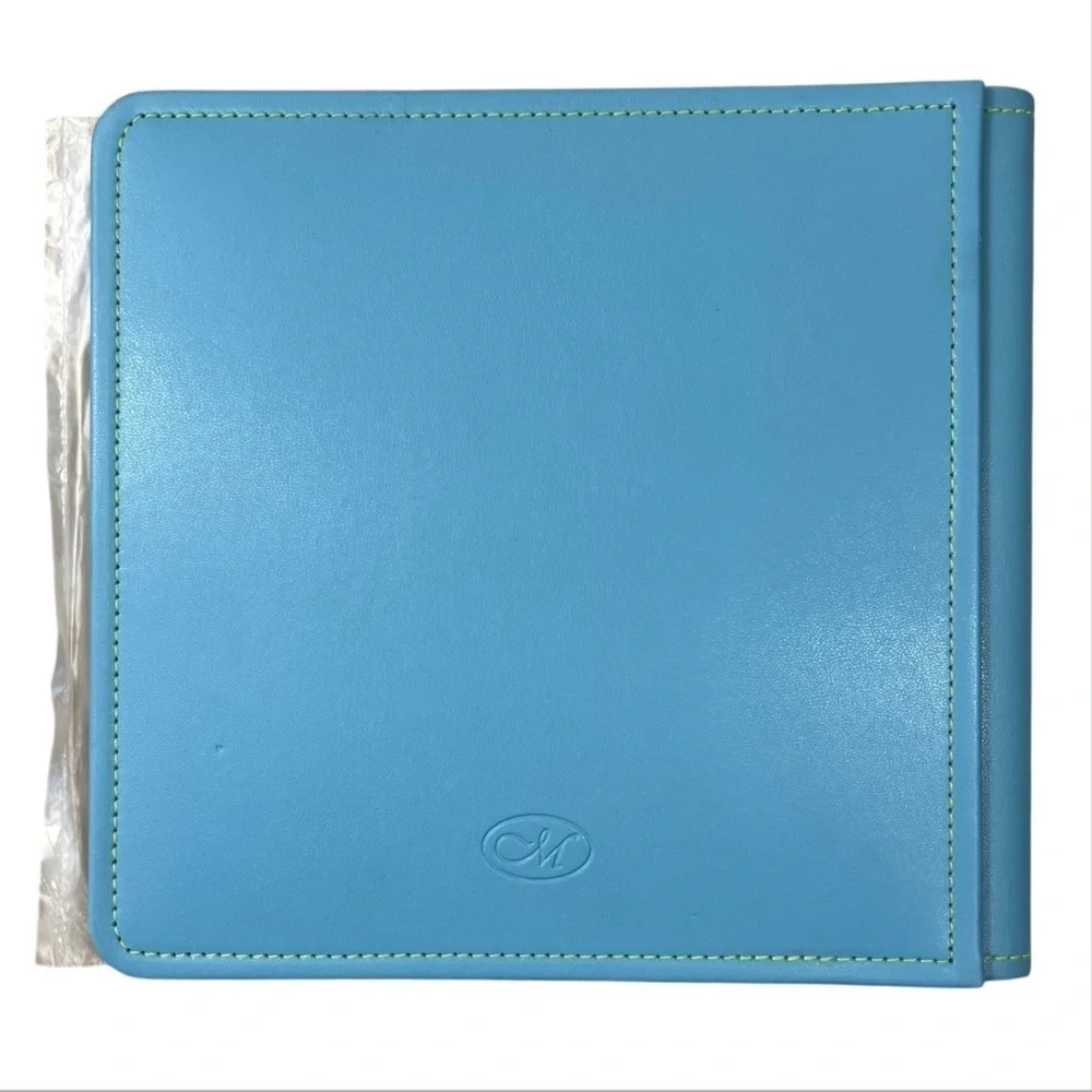 Creative Memories 9 x 9 PicFolio Album 12 Fabric Pages Blue with Green Stitching